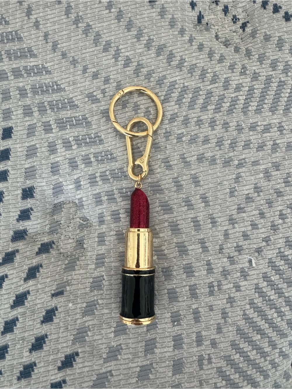 Sephora Gold Lipstick Keychain with Burgundy Tip